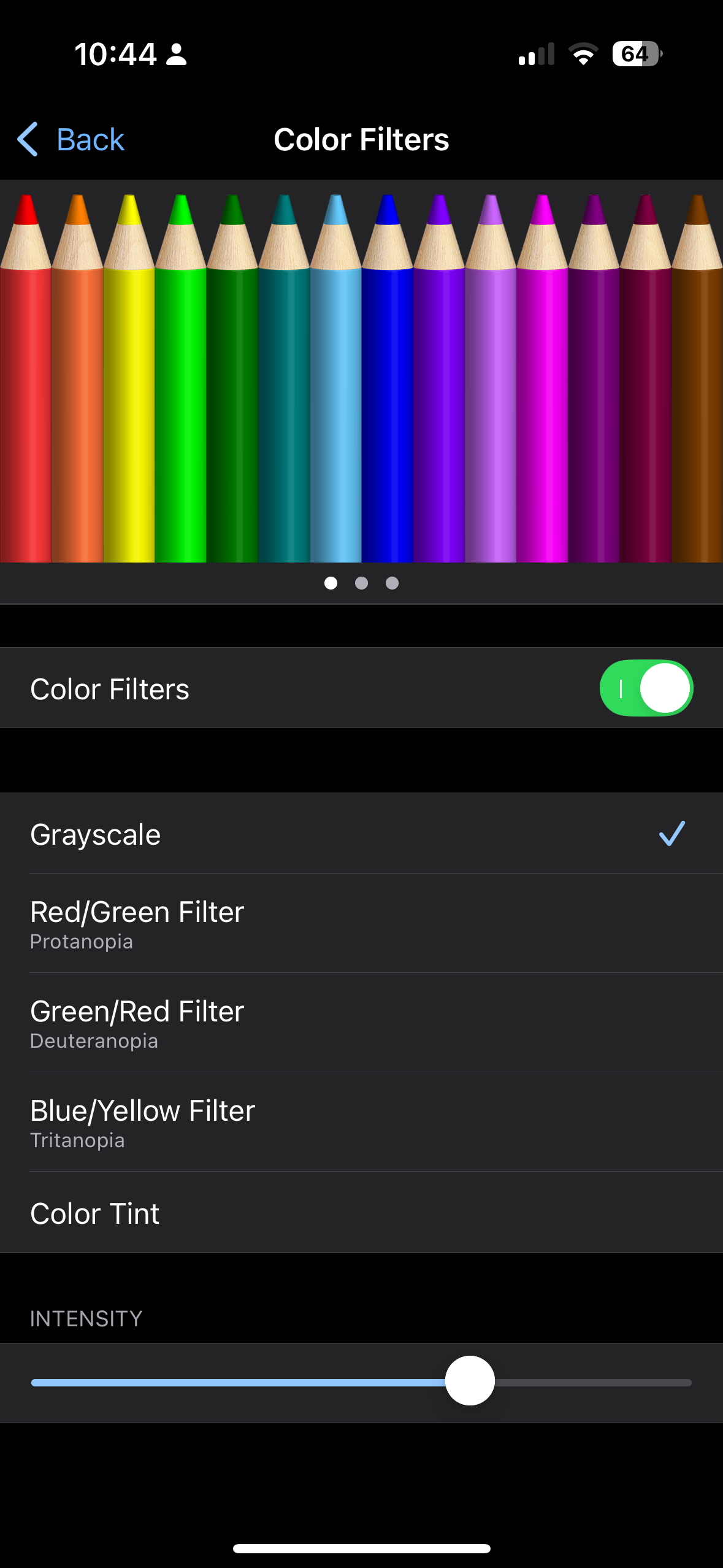 iOS colour filters